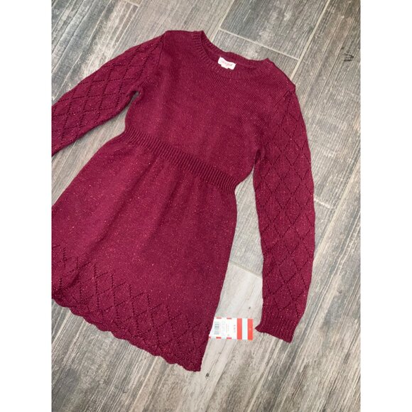 Girls Cat & Jack Burgundy Knit Dress Size S 6-7 - Picture 3 of 4